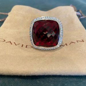 David Yurman Albion Ring 20mm Garnet 925 Sterling Silver